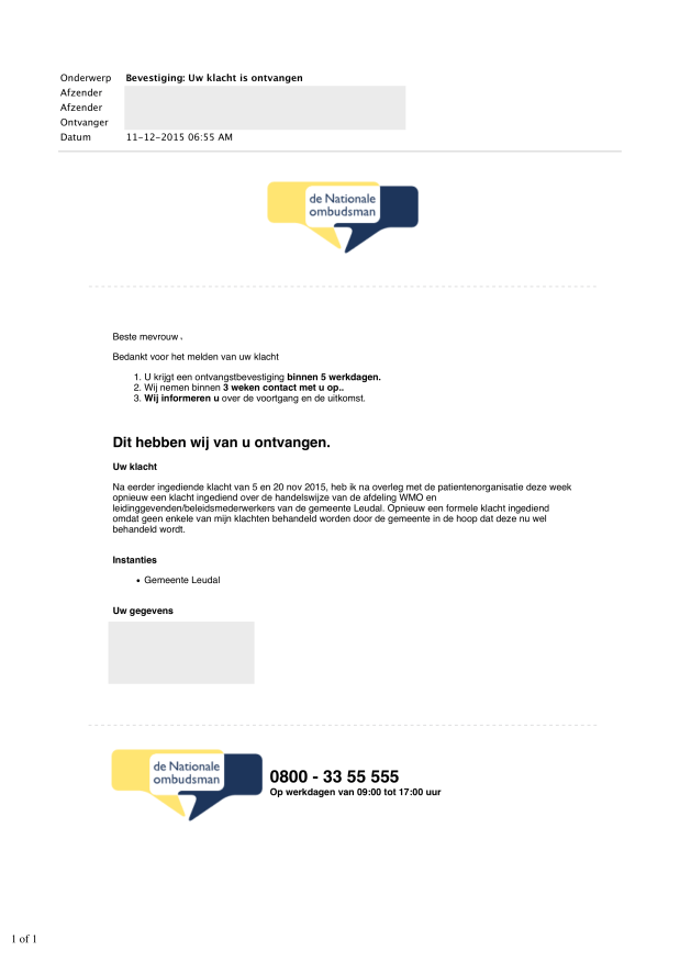 2- (11 Dec 2015) Bevestiging Uw klacht is ontvangen Doofpot WMO LEUDAL WEBLOG.png